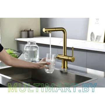 Смеситель Paulmark Serpentine Se213222-BG (золото/брашированное золото) картинка 6